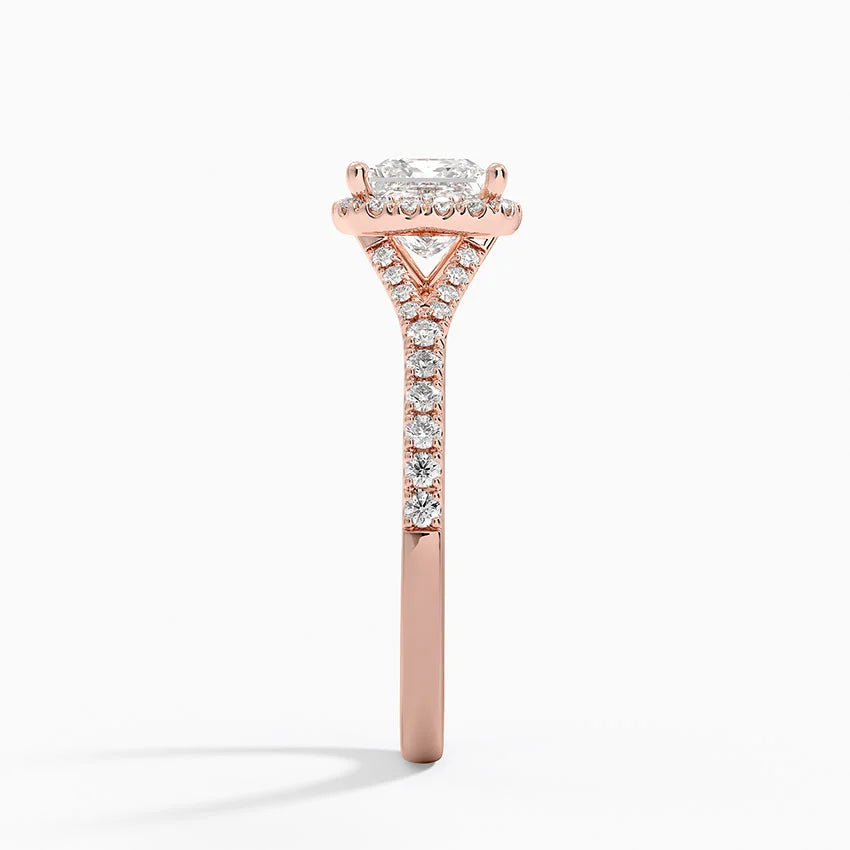 1,30 Karat Prenses Halo Tasarım Tektaş Laboratuvar Pırlanta Yüzük 18K -Novara - Bold Diamonds