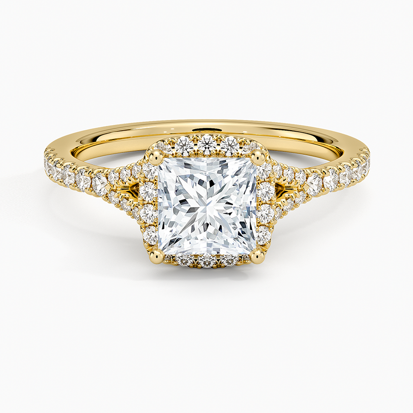 1,30 Karat Prenses Halo Tasarım Tektaş Laboratuvar Pırlanta Yüzük 18K -Novara - Bold Diamonds