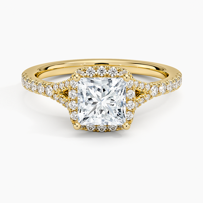 1,30 Karat Prenses Halo Tasarım Tektaş Laboratuvar Pırlanta Yüzük 18K -Novara - Bold Diamonds