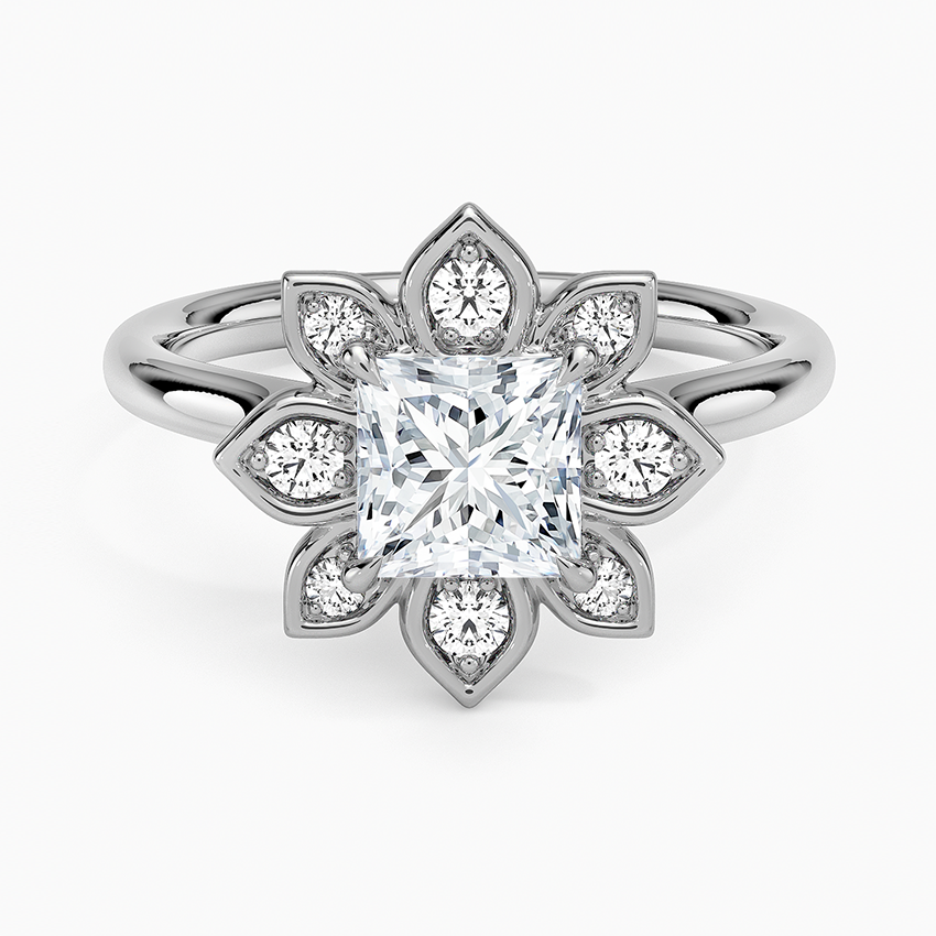 1,30 Karat Prenses Halo Tasarım Tektaş Laboratuvar Pırlanta Yüzük 18K - Solara - Bold Diamonds