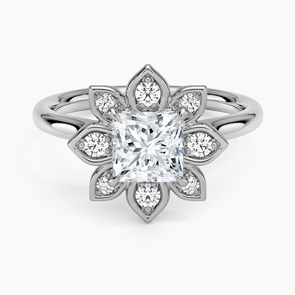 1,30 Karat Prenses Halo Tasarım Tektaş Laboratuvar Pırlanta Yüzük 18K - Solara - Bold Diamonds