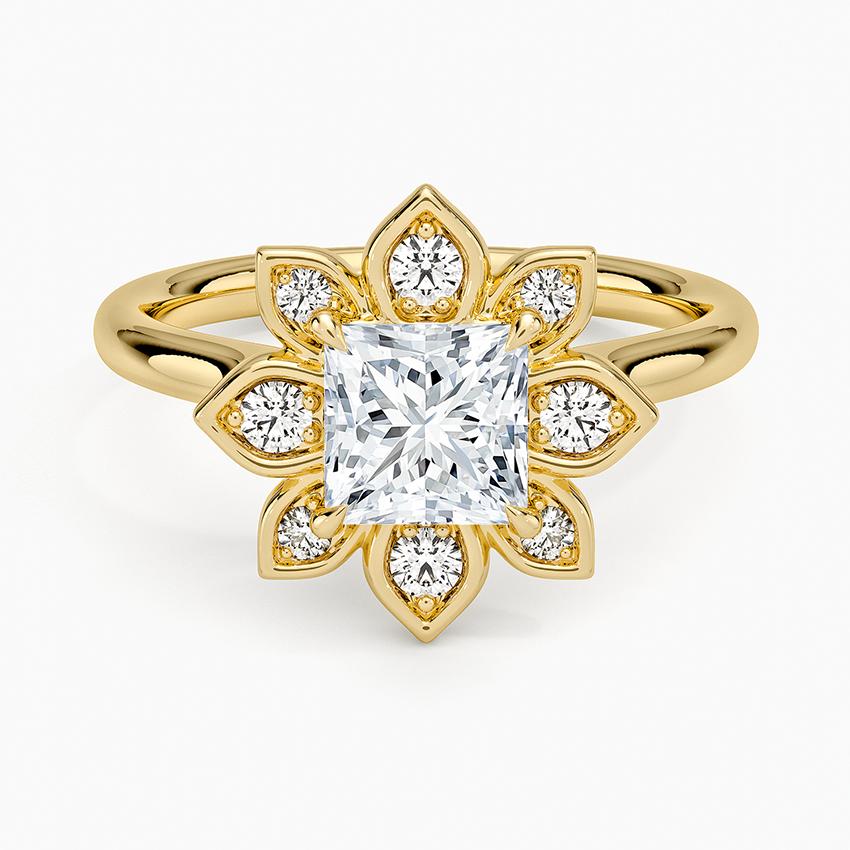 1,30 Karat Prenses Halo Tasarım Tektaş Laboratuvar Pırlanta Yüzük 18K - Solara - Bold Diamonds