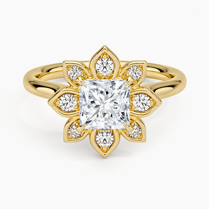1,30 Karat Prenses Halo Tasarım Tektaş Laboratuvar Pırlanta Yüzük 18K - Solara - Bold Diamonds