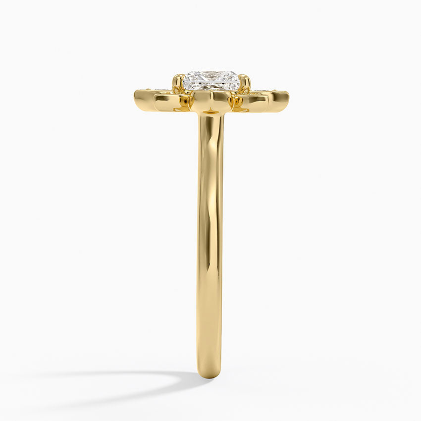 1,30 Karat Prenses Halo Tasarım Tektaş Laboratuvar Pırlanta Yüzük 18K - Solara - Bold Diamonds