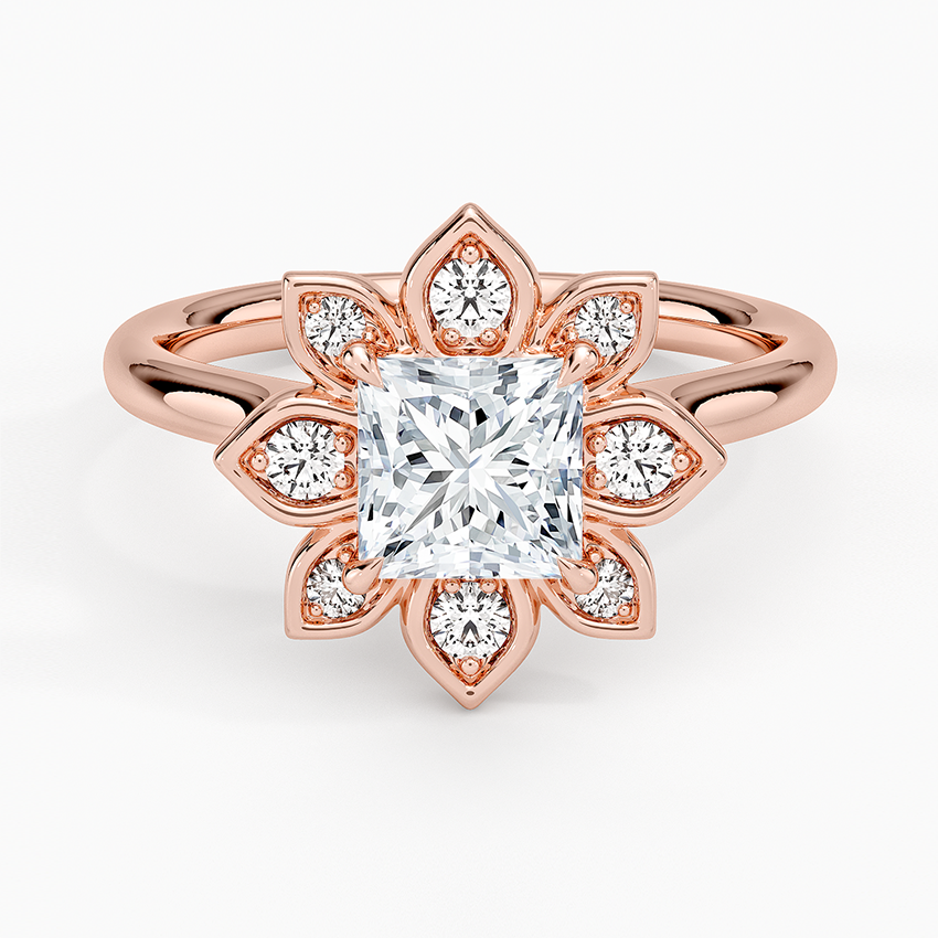 1,30 Karat Prenses Halo Tasarım Tektaş Laboratuvar Pırlanta Yüzük 18K - Solara - Bold Diamonds