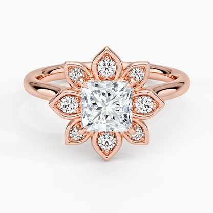 1,30 Karat Prenses Halo Tasarım Tektaş Laboratuvar Pırlanta Yüzük 18K - Solara - Bold Diamonds