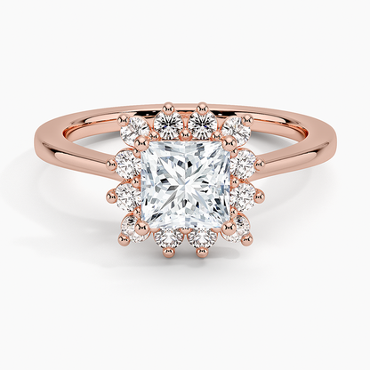 1,30 Karat Prenses Halo Tasarım Tektaş Laboratuvar Pırlanta Yüzük 18K -Vespera - Bold Diamonds