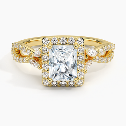 1.30 Karat Radiant Halo Tasarım Tektaş Laboratuvar Pırlanta Yüzük 18K -Coronae - Bold Diamonds
