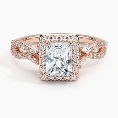 1.30 Karat Radiant Halo Tasarım Tektaş Laboratuvar Pırlanta Yüzük 18K -Coronae - Bold Diamonds