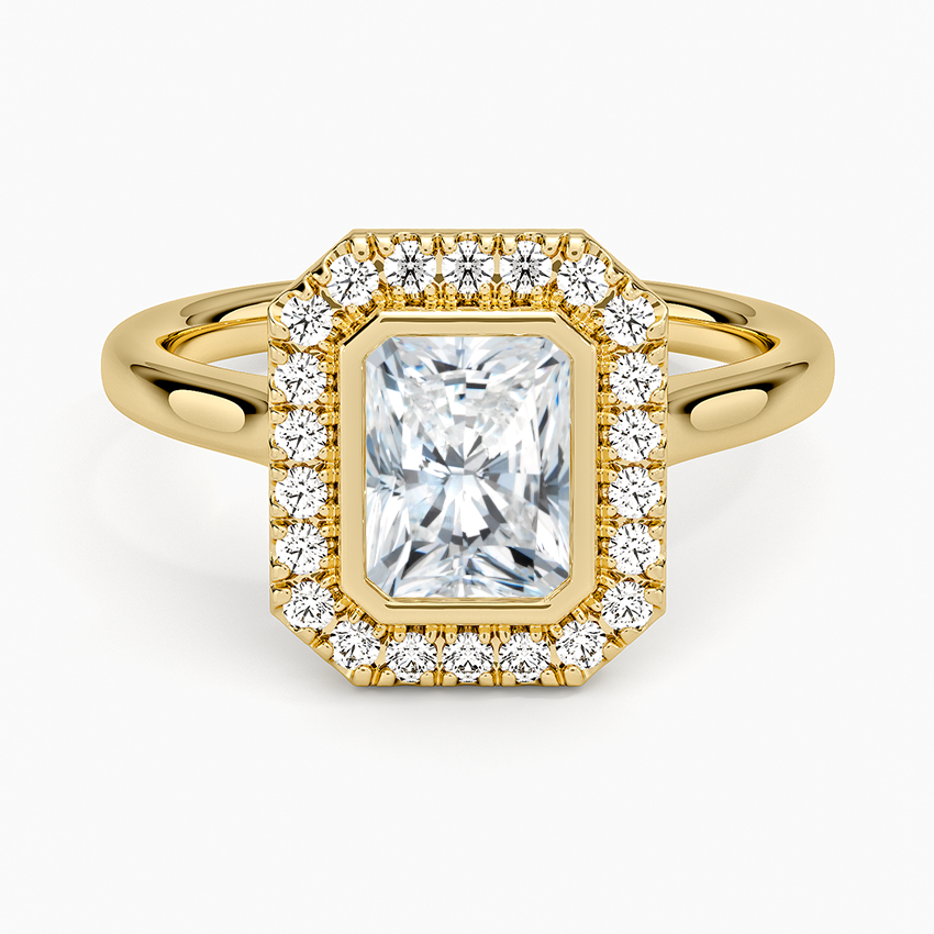 1,30 Karat Radiant Halo Tasarım Tektaş Laboratuvar Pırlanta Yüzük 18K - Eterna - Bold Diamonds