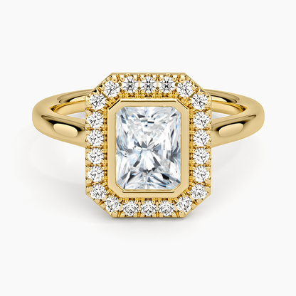 1,30 Karat Radiant Halo Tasarım Tektaş Laboratuvar Pırlanta Yüzük 18K - Eterna - Bold Diamonds