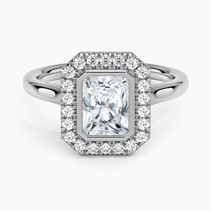 1,30 Karat Radiant Halo Tasarım Tektaş Laboratuvar Pırlanta Yüzük 18K - Eterna - Bold Diamonds