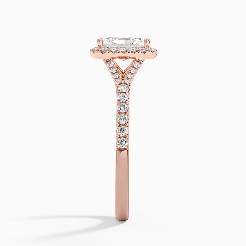 1,30 Karat Radiant Halo Tasarım Tektaş Laboratuvar Pırlanta Yüzük 18K -Novara - Bold Diamonds
