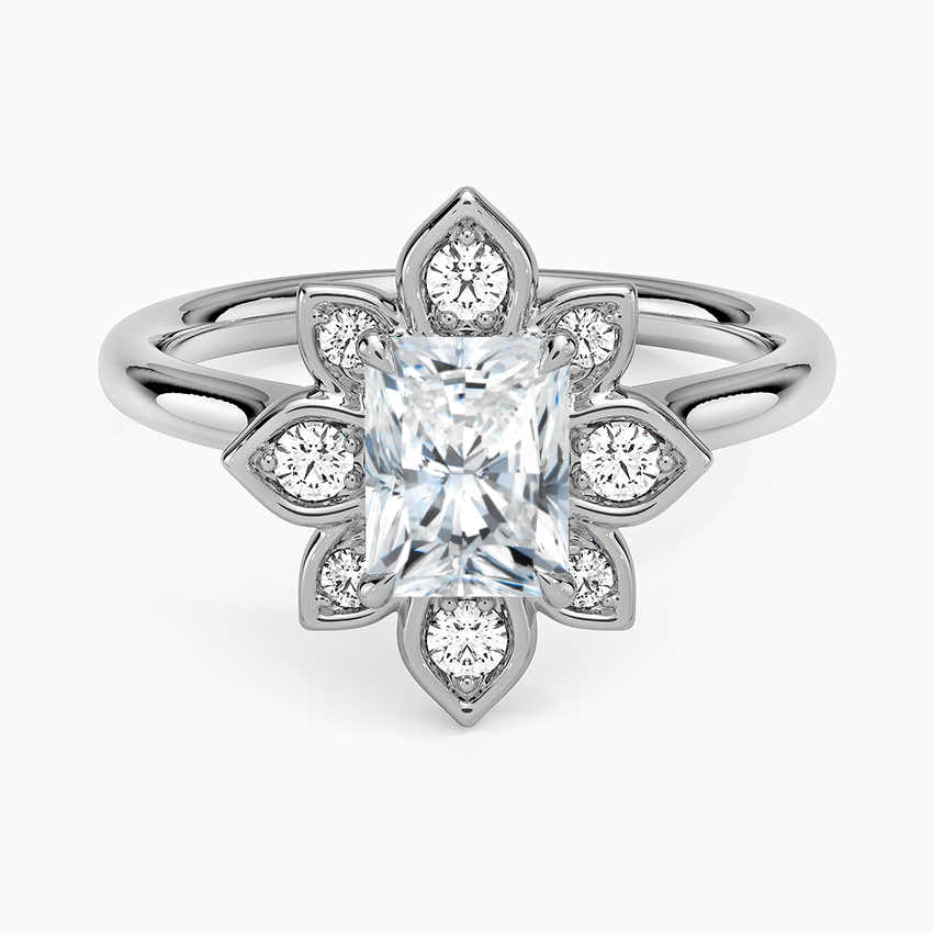 1,30 Karat Radiant Halo Tasarım Tektaş Laboratuvar Pırlanta Yüzük 18K - Solara - Bold Diamonds