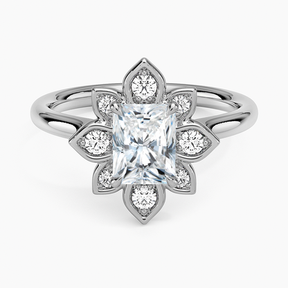 1,30 Karat Radiant Halo Tasarım Tektaş Laboratuvar Pırlanta Yüzük 18K - Solara - Bold Diamonds