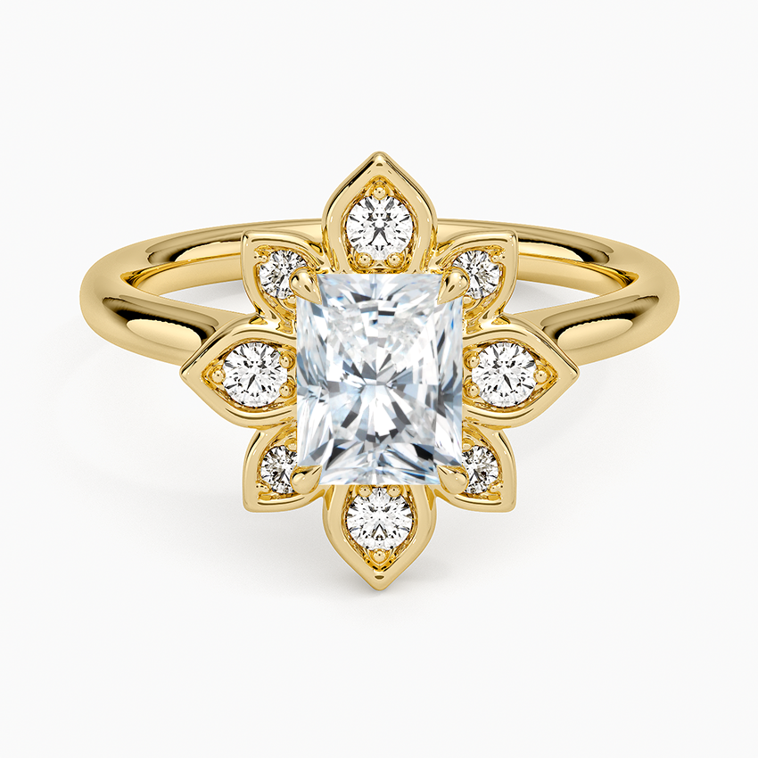 1,30 Karat Radiant Halo Tasarım Tektaş Laboratuvar Pırlanta Yüzük 18K - Solara - Bold Diamonds
