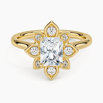 1,30 Karat Radiant Halo Tasarım Tektaş Laboratuvar Pırlanta Yüzük 18K - Solara - Bold Diamonds