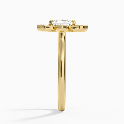 1,30 Karat Radiant Halo Tasarım Tektaş Laboratuvar Pırlanta Yüzük 18K - Solara - Bold Diamonds