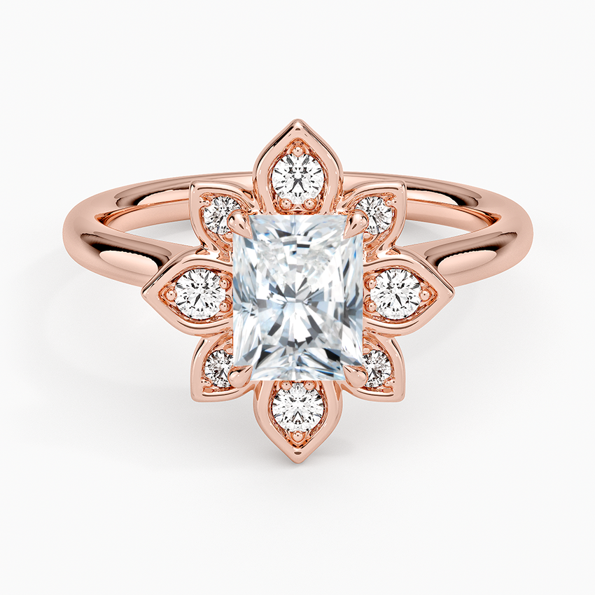 1,30 Karat Radiant Halo Tasarım Tektaş Laboratuvar Pırlanta Yüzük 18K - Solara - Bold Diamonds