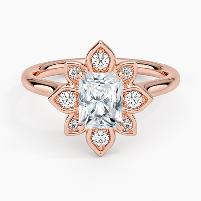1,30 Karat Radiant Halo Tasarım Tektaş Laboratuvar Pırlanta Yüzük 18K - Solara - Bold Diamonds