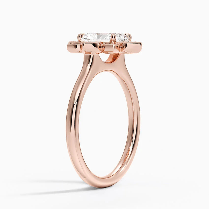 1,30 Karat Radiant Halo Tasarım Tektaş Laboratuvar Pırlanta Yüzük 18K - Solara - Bold Diamonds