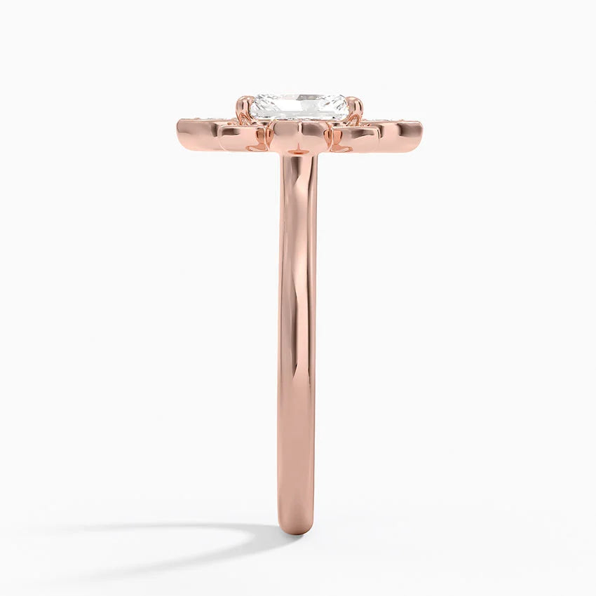 1,30 Karat Radiant Halo Tasarım Tektaş Laboratuvar Pırlanta Yüzük 18K - Solara - Bold Diamonds
