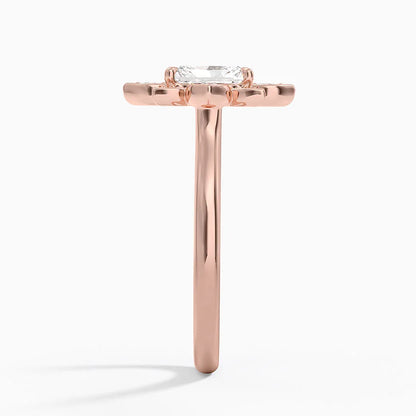 1,30 Karat Radiant Halo Tasarım Tektaş Laboratuvar Pırlanta Yüzük 18K - Solara - Bold Diamonds