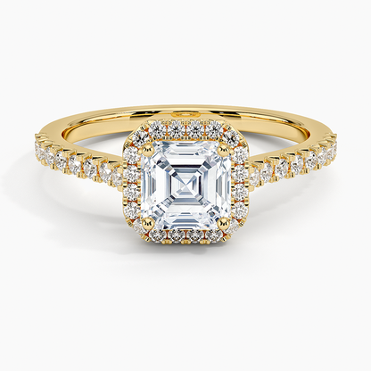 1.40 Karat Asscher Halo Tasarım Tektaş Laboratuvar Pırlanta Yüzük  18k -Astrala - Bold Diamonds