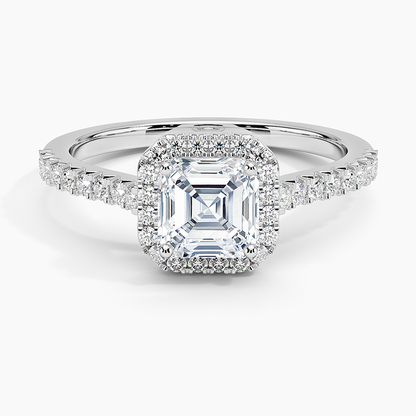 1.40 Karat Asscher Halo Tasarım Tektaş Laboratuvar Pırlanta Yüzük  18k -Astrala - Bold Diamonds