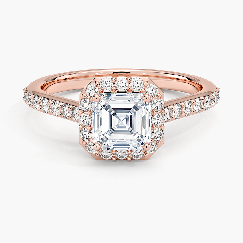 1,40 Karat Asscher Halo Tasarım Tektaş Laboratuvar Pırlanta Yüzük 18K -Bellora - Bold Diamonds