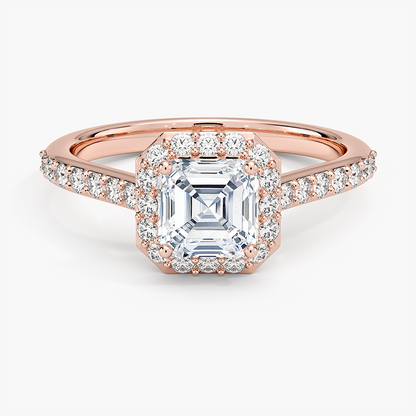 1,40 Karat Asscher Halo Tasarım Tektaş Laboratuvar Pırlanta Yüzük 18K -Bellora - Bold Diamonds
