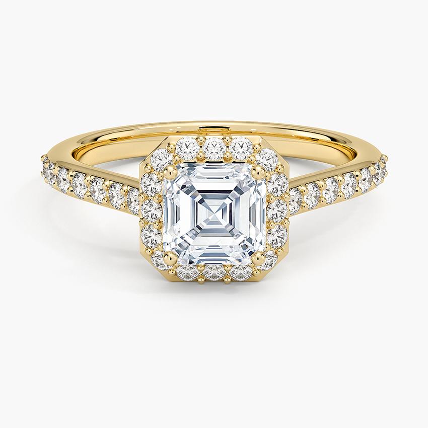 1,40 Karat Asscher Halo Tasarım Tektaş Laboratuvar Pırlanta Yüzük 18K -Bellora - Bold Diamonds