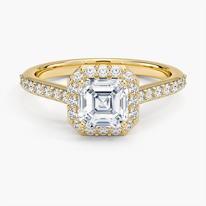 1,40 Karat Asscher Halo Tasarım Tektaş Laboratuvar Pırlanta Yüzük 18K -Bellora - Bold Diamonds