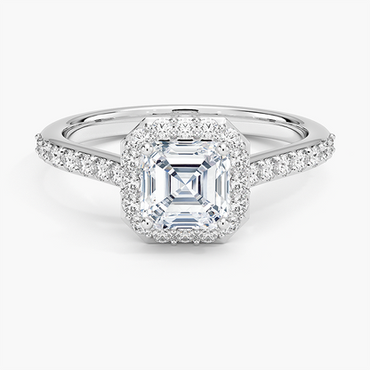 1,40 Karat Asscher Halo Tasarım Tektaş Laboratuvar Pırlanta Yüzük 18K -Bellora - Bold Diamonds