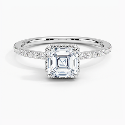 1,40 Karat Asscher Halo Tasarım Tektaş Laboratuvar Pırlanta Yüzük 18K -Luminara - Bold Diamonds