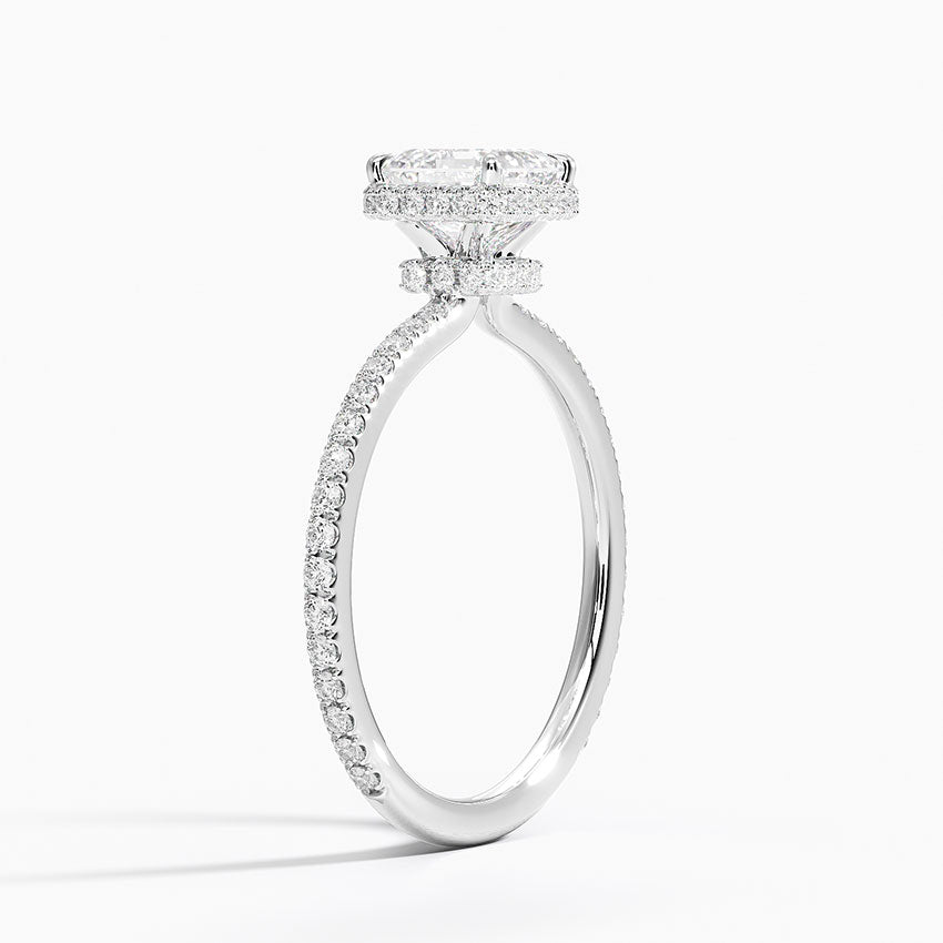 1,40 Karat Asscher Halo Tasarım Tektaş Laboratuvar Pırlanta Yüzük 18K -Luminara - Bold Diamonds