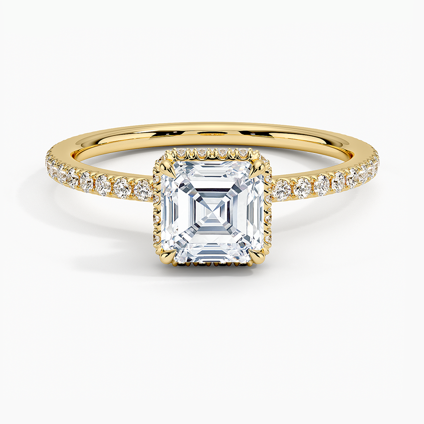 1,40 Karat Asscher Halo Tasarım Tektaş Laboratuvar Pırlanta Yüzük 18K -Luminara - Bold Diamonds