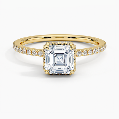 1,40 Karat Asscher Halo Tasarım Tektaş Laboratuvar Pırlanta Yüzük 18K -Luminara - Bold Diamonds