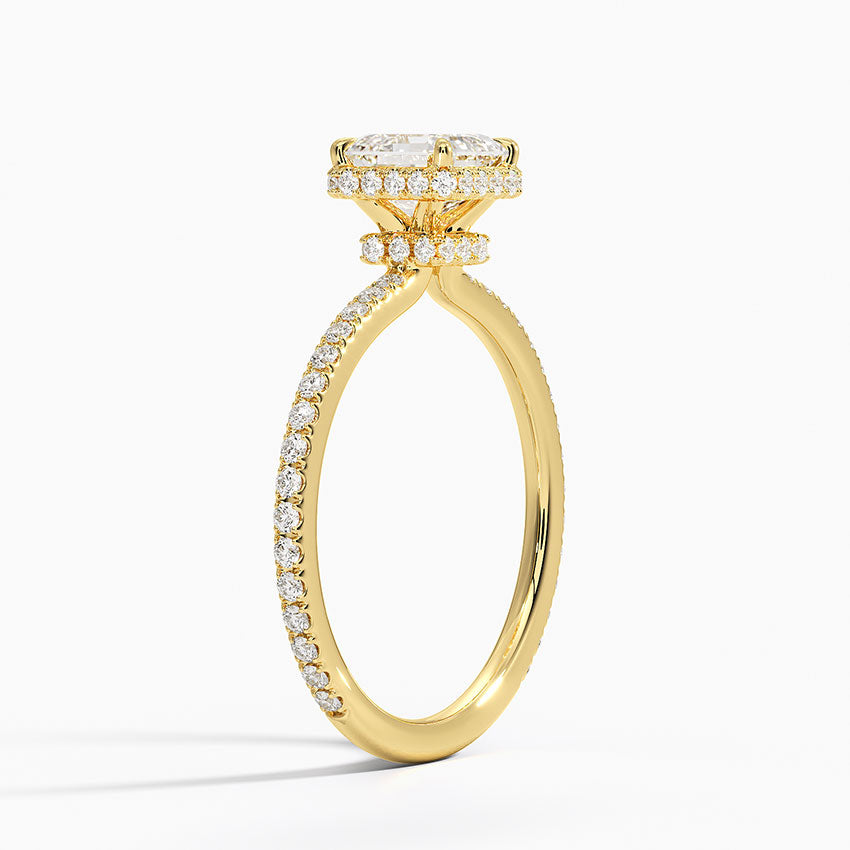 1,40 Karat Asscher Halo Tasarım Tektaş Laboratuvar Pırlanta Yüzük 18K -Luminara - Bold Diamonds