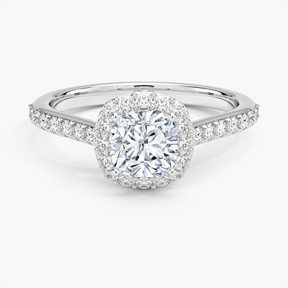 1,40 Karat Cushion Halo Tasarım Tektaş Laboratuvar Pırlanta Yüzük 18K -Bellora - Bold Diamonds