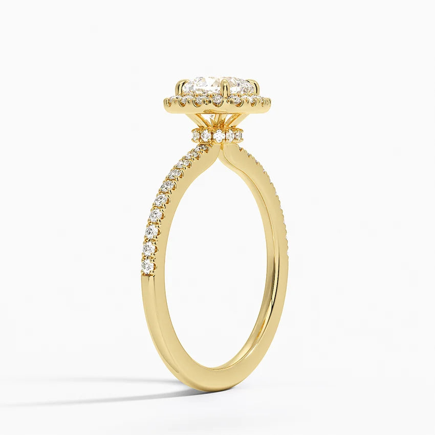 1.40 Karat Cushion Halo Tasarım Tektaş Laboratuvar Pırlanta Yüzük  18k -Luxora - Bold Diamonds
