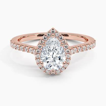 1.40 Karat Damla Halo Tasarım Tektaş Laboratuvar Pırlanta Yüzük  18k -Astrala - Bold Diamonds