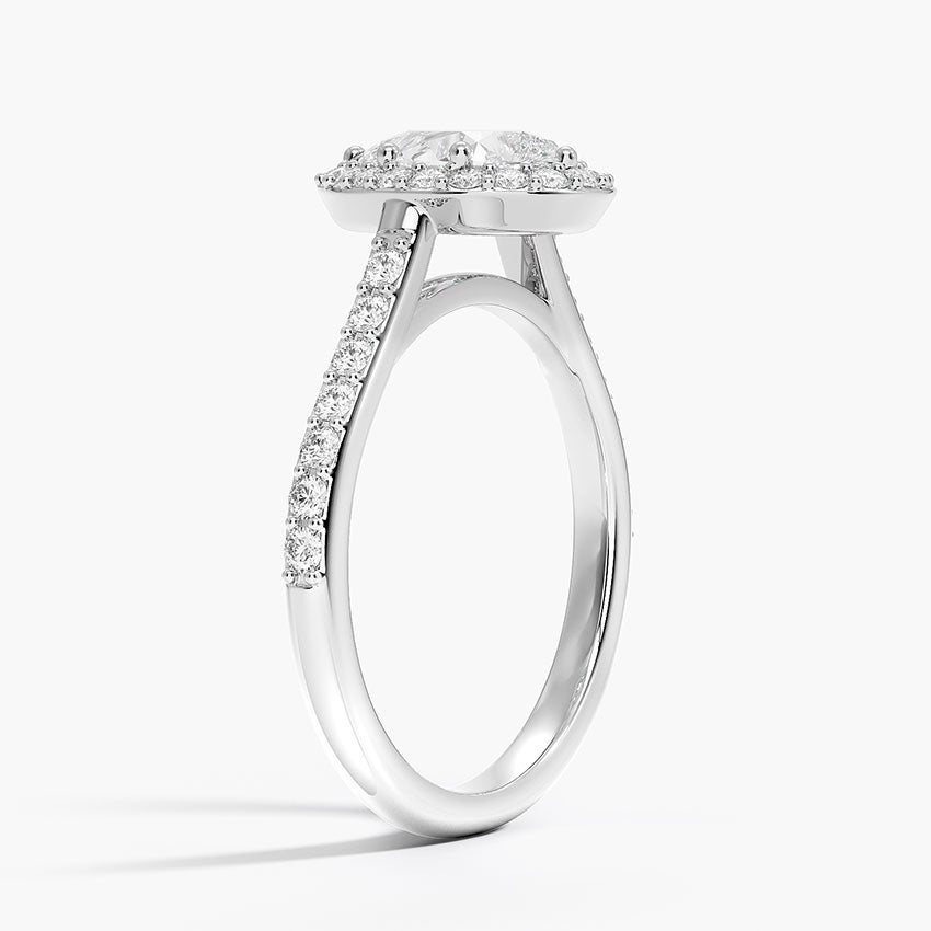 1,40 Karat Damla Halo Tasarım Tektaş Laboratuvar Pırlanta Yüzük 18K -Bellora - Bold Diamonds