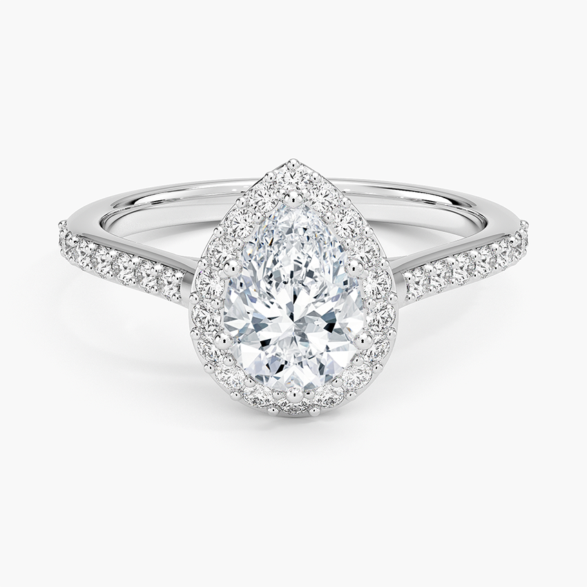 1,40 Karat Damla Halo Tasarım Tektaş Laboratuvar Pırlanta Yüzük 18K -Bellora - Bold Diamonds