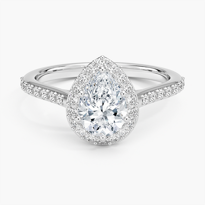 1,40 Karat Damla Halo Tasarım Tektaş Laboratuvar Pırlanta Yüzük 18K -Bellora - Bold Diamonds