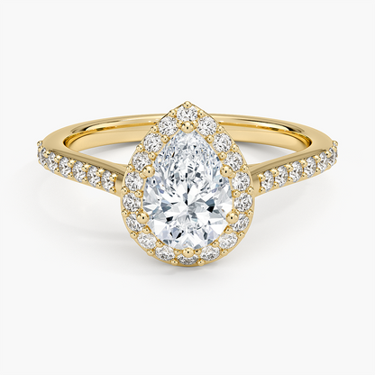 1,40 Karat Damla Halo Tasarım Tektaş Laboratuvar Pırlanta Yüzük 18K -Bellora - Bold Diamonds