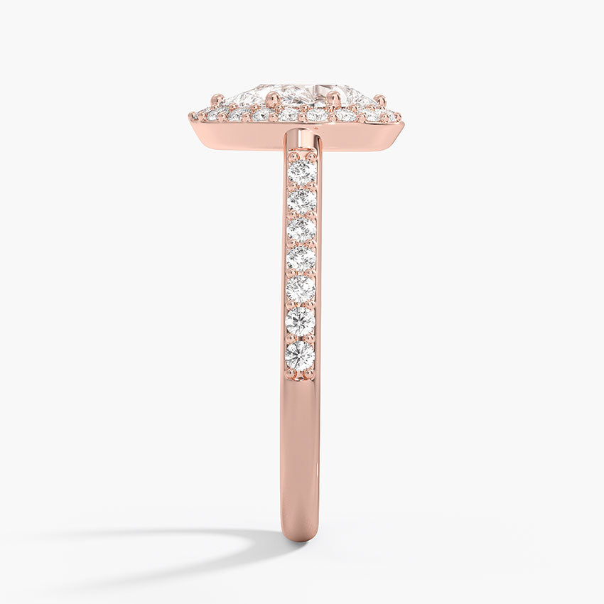 1,40 Karat Damla Halo Tasarım Tektaş Laboratuvar Pırlanta Yüzük 18K -Bellora - Bold Diamonds