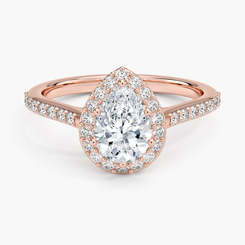 1,40 Karat Damla Halo Tasarım Tektaş Laboratuvar Pırlanta Yüzük 18K -Bellora - Bold Diamonds