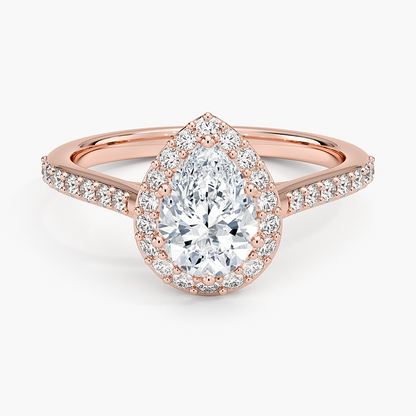1,40 Karat Damla Halo Tasarım Tektaş Laboratuvar Pırlanta Yüzük 18K -Bellora - Bold Diamonds