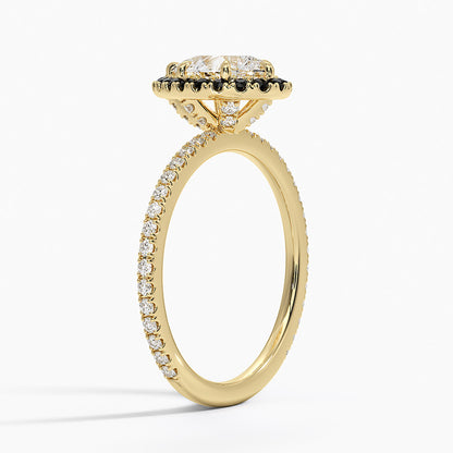 1.40 Karat Damla Halo Tasarım Tektaş Laboratuvar Pırlanta Yüzük 18k  -Halora - Bold Diamonds